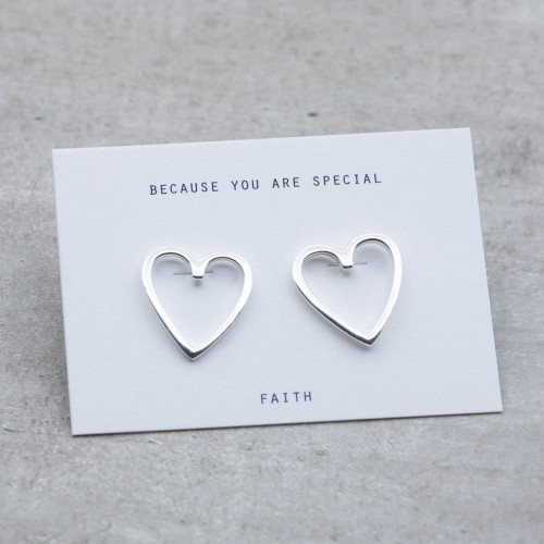 Silver earrings big heart