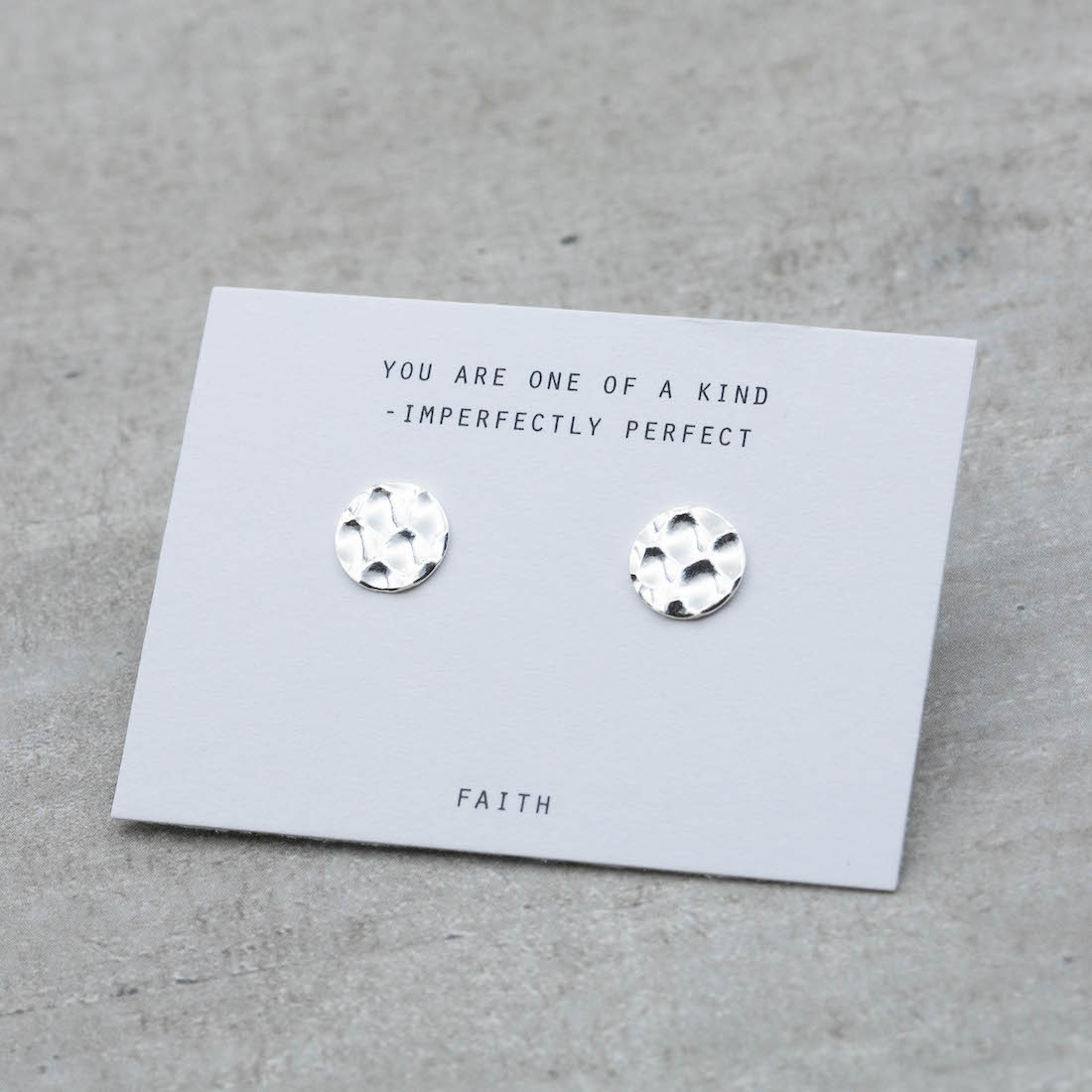 Silver earrings hammered disc