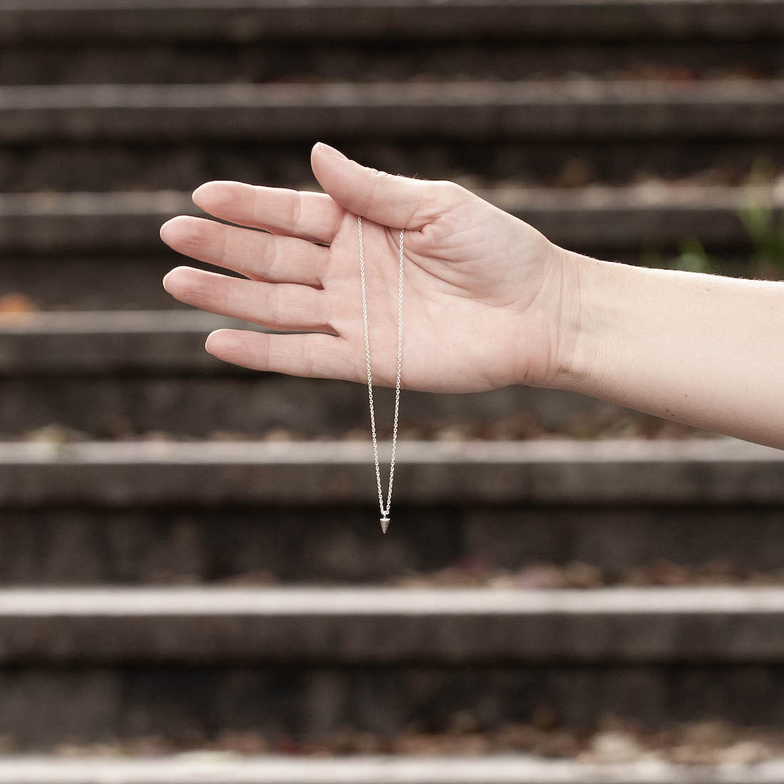 Silver necklace tiny spike