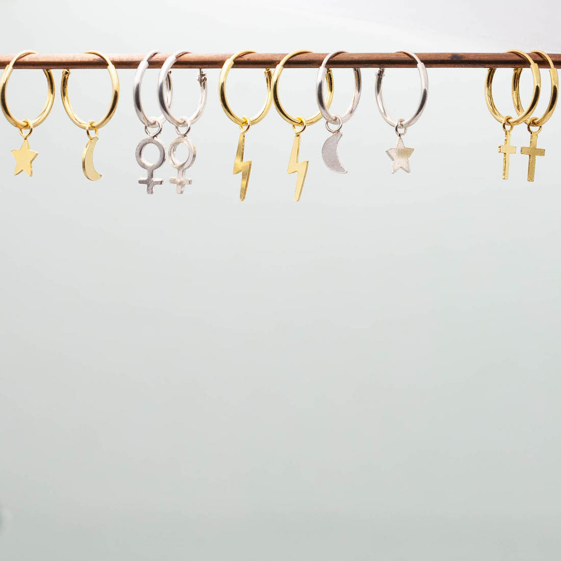 Gold hoop Lightning bolt