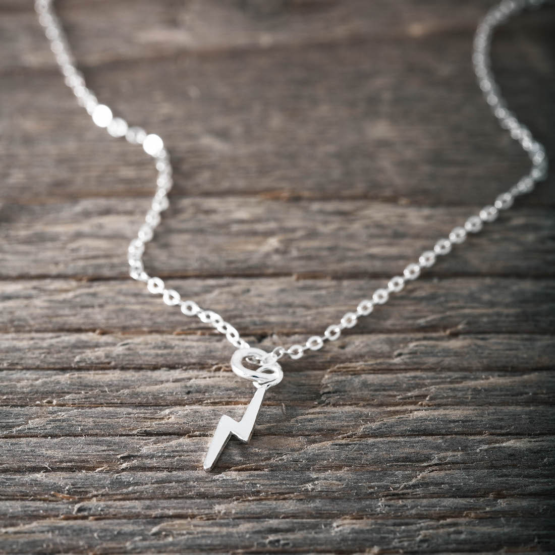 Silver necklace lightning bolt
