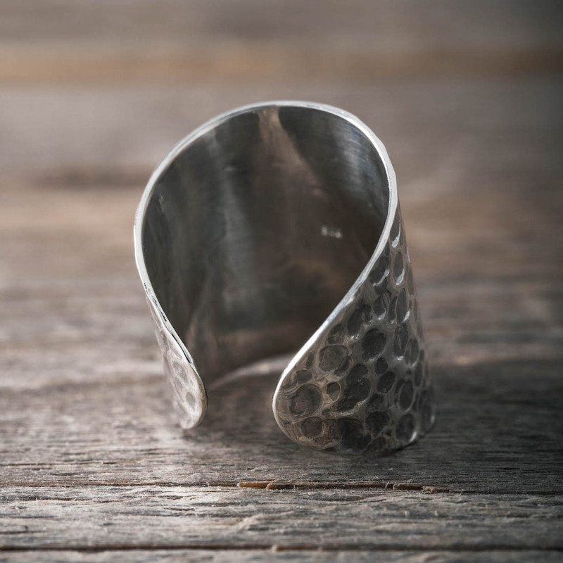 Silver ring hammered - one size