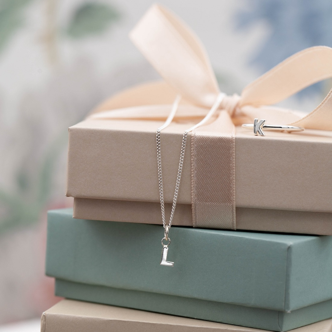 Silverring bokstav K