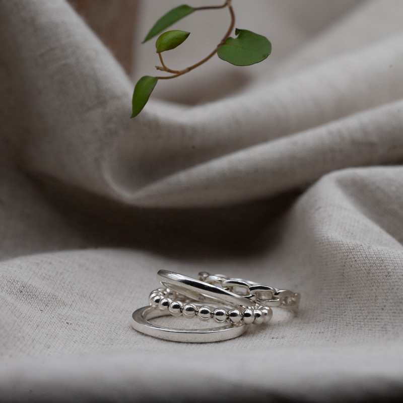 Silverring Hög smal