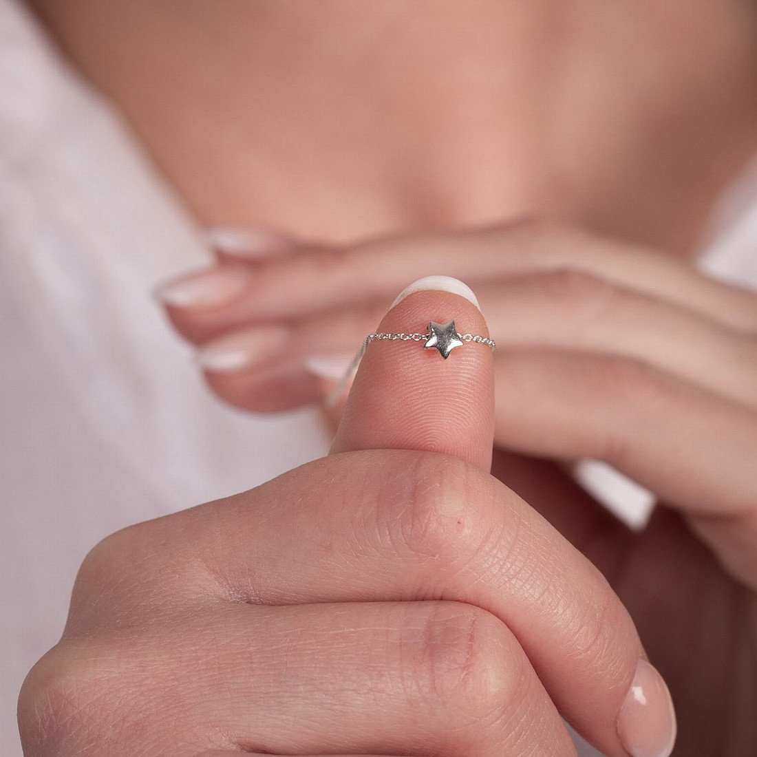 Silverhalsband liten stjärna