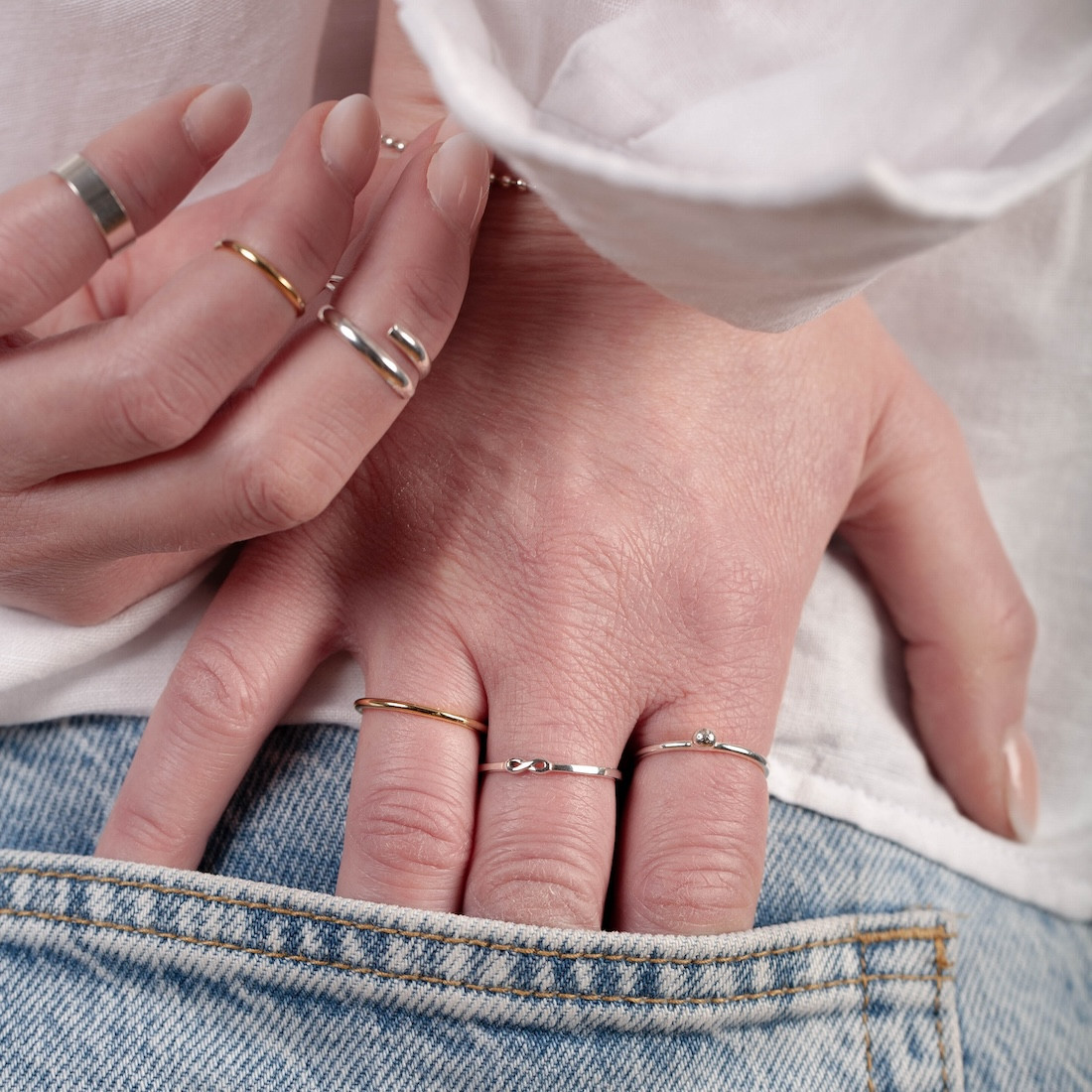 Silver ring small infinity