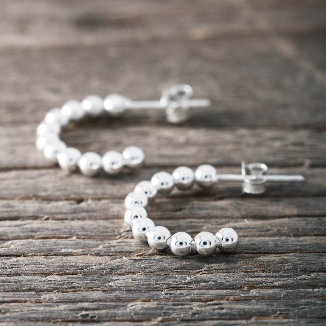 Silver hoops 3mm balls