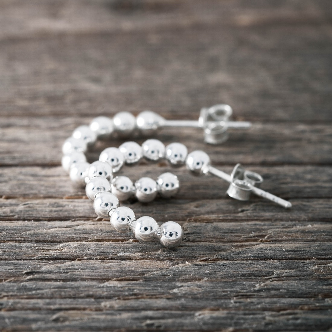 Silver hoops 3mm balls