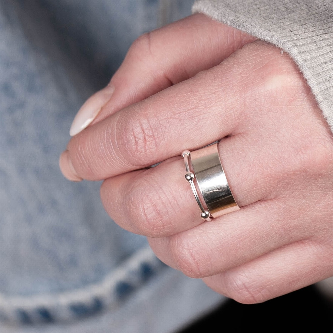 Silverring fem kulor