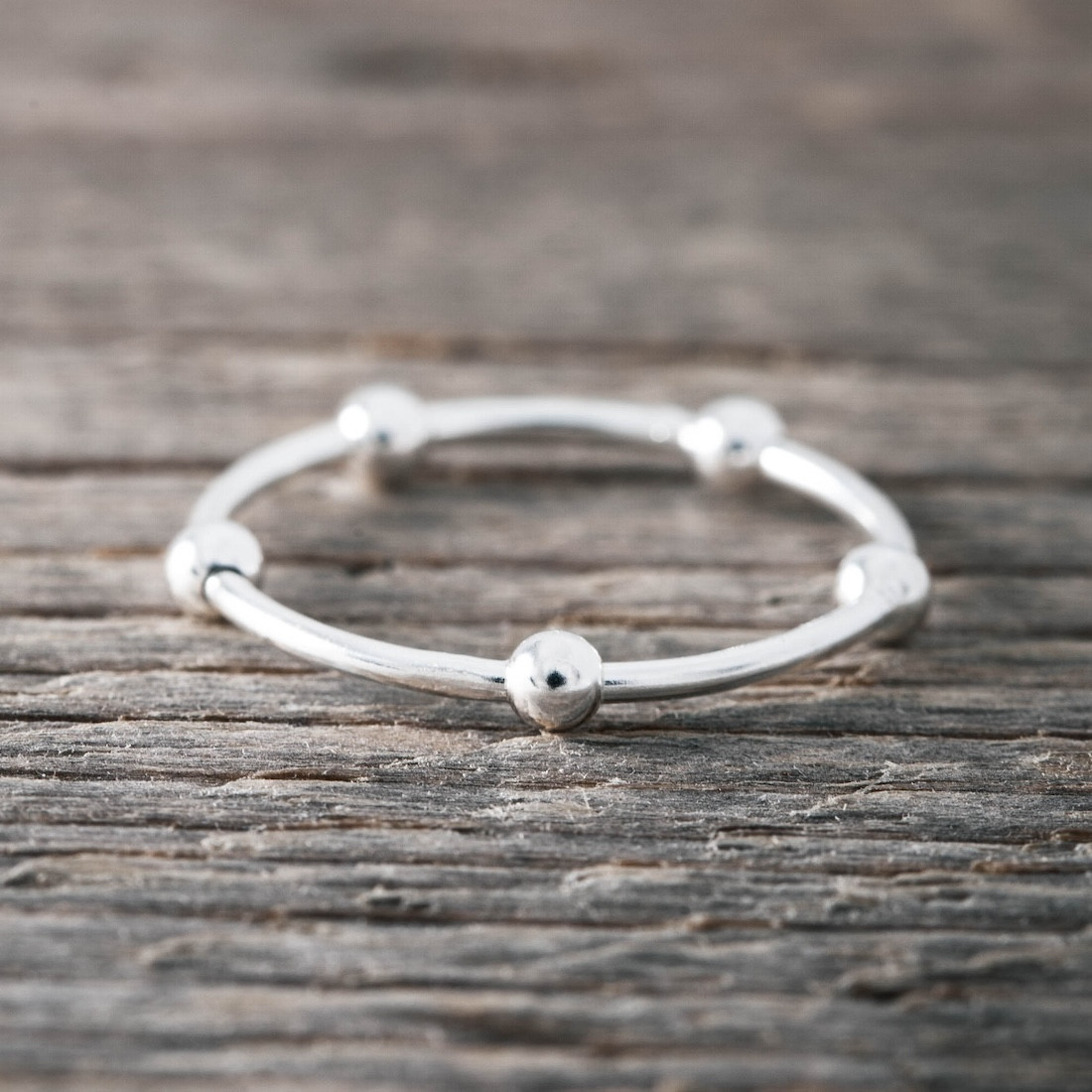 Silverring fem kulor