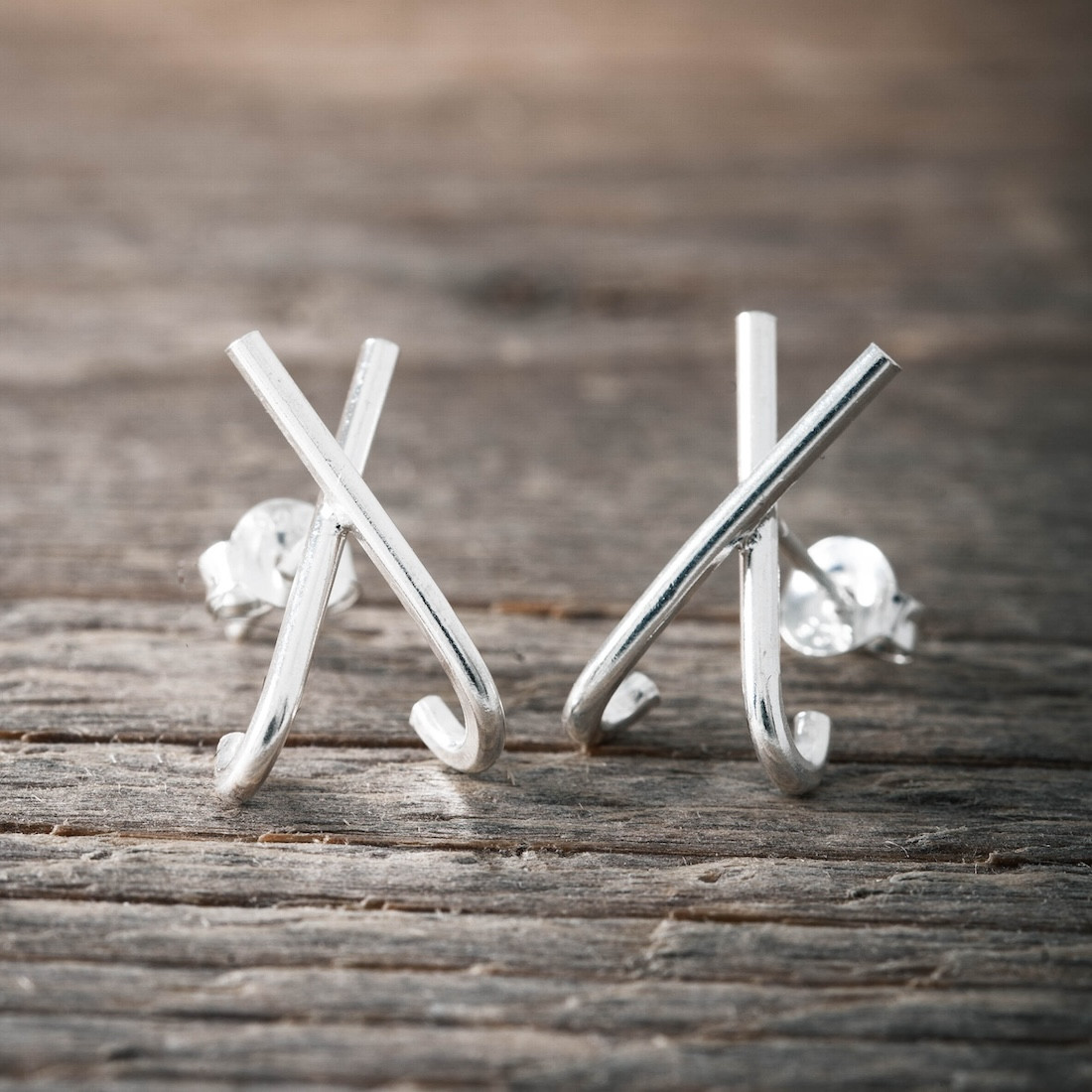 Silver earrings big X