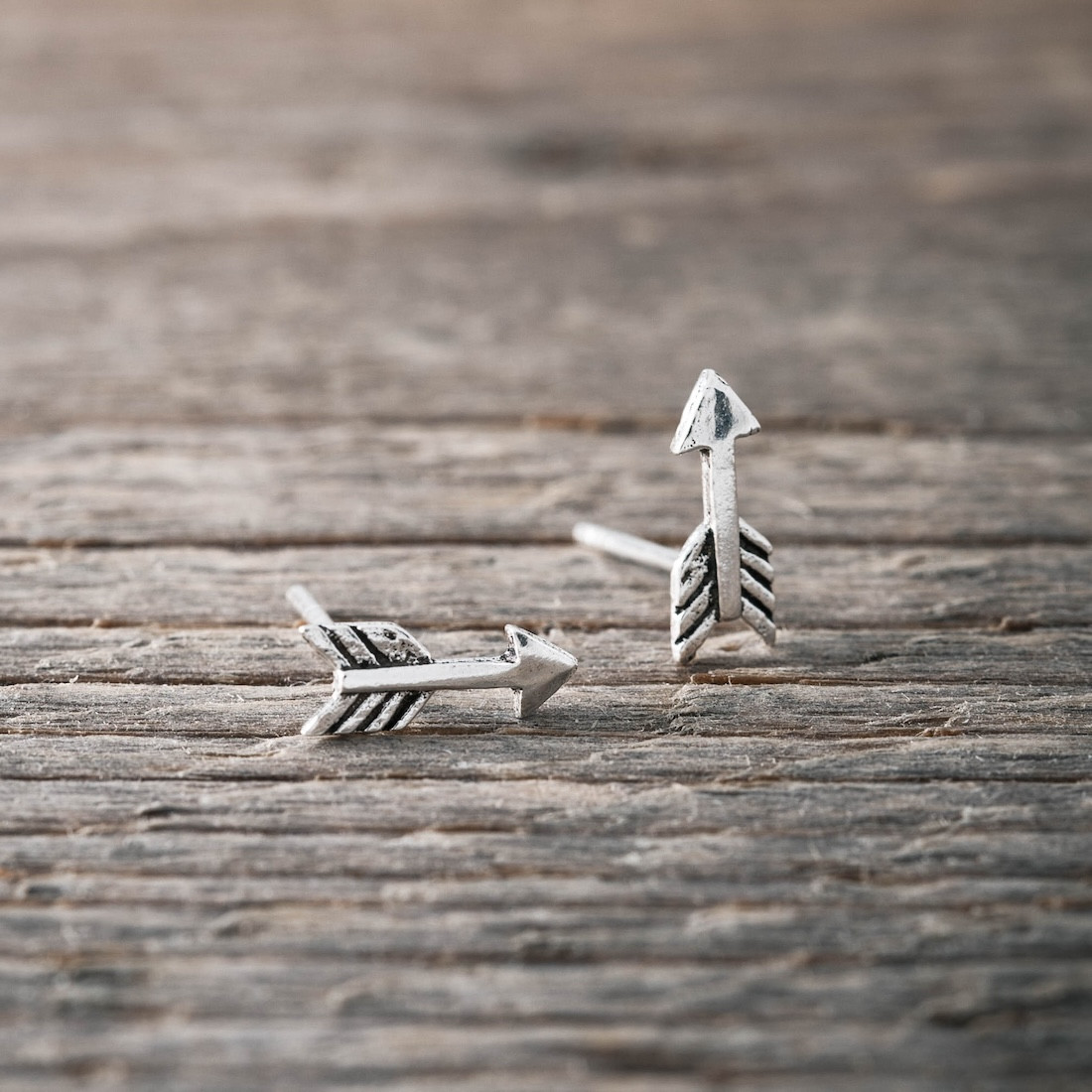 Silver earrings arrow