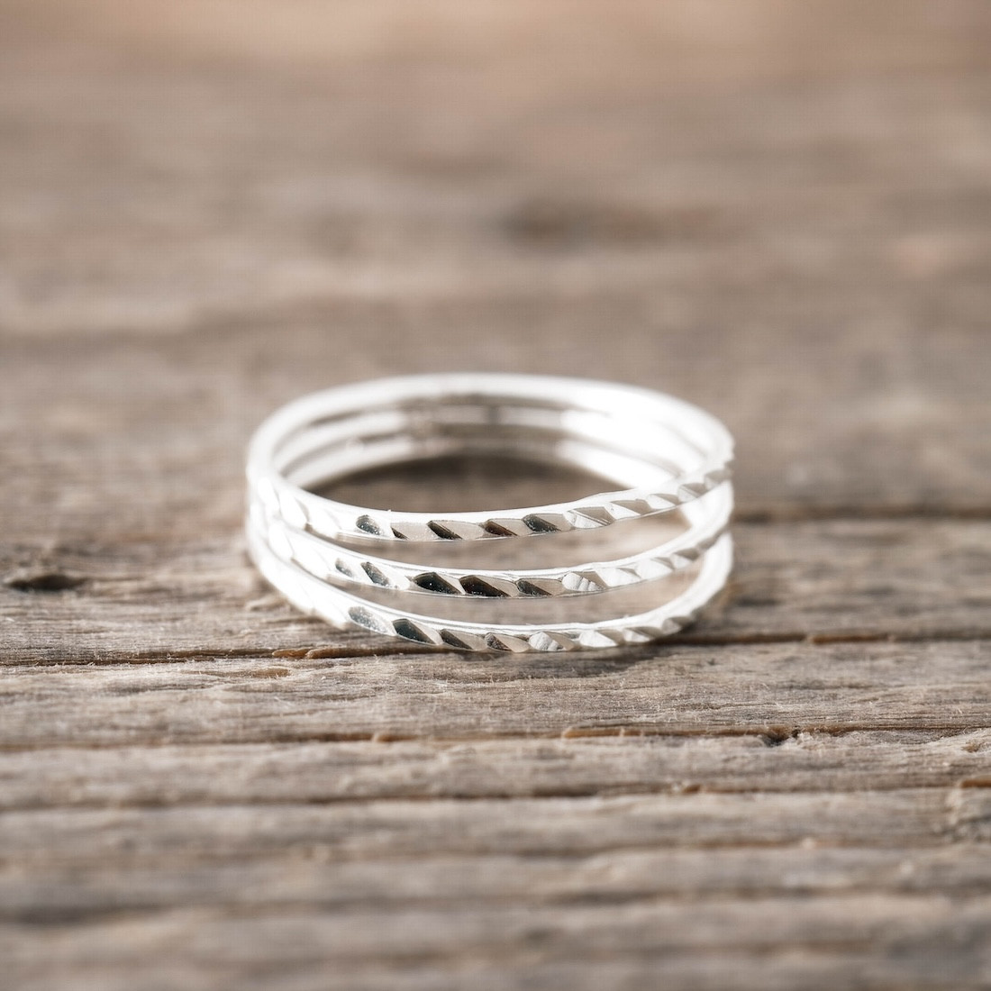 Silver ring faceted 3 in 1