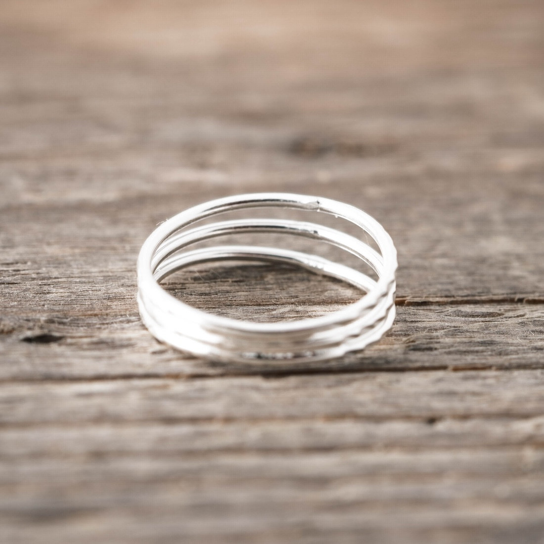 Silver ring faceted 3 in 1