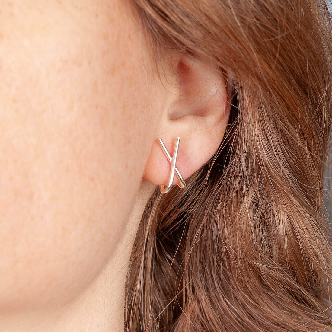 Silver earrings big X