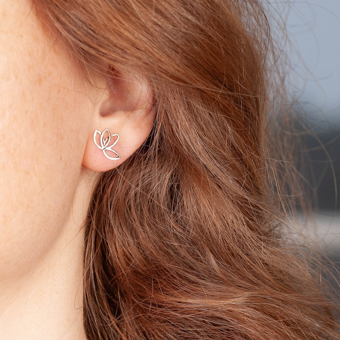 Silver earrings lotus flower