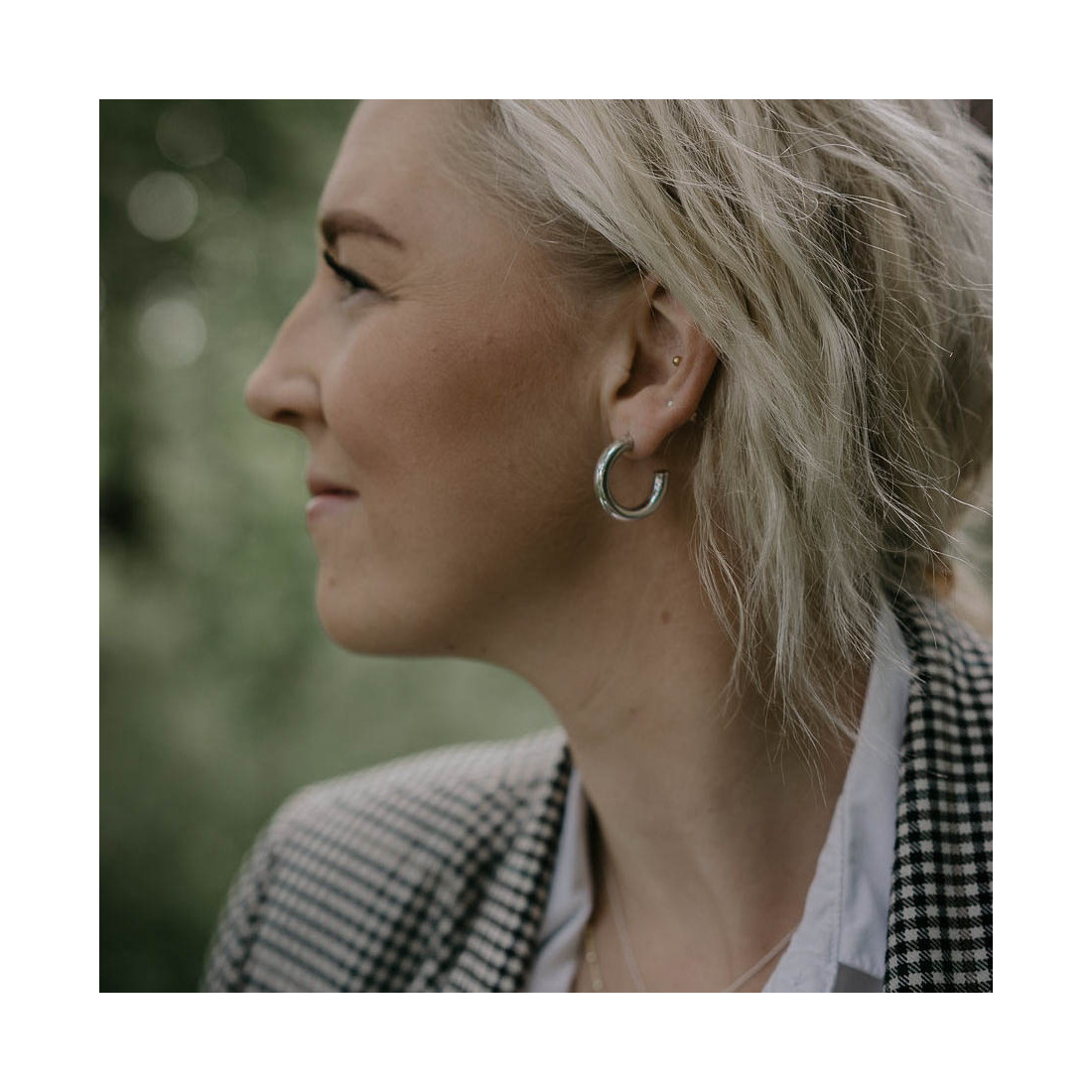 Silver earrings chunky hoops