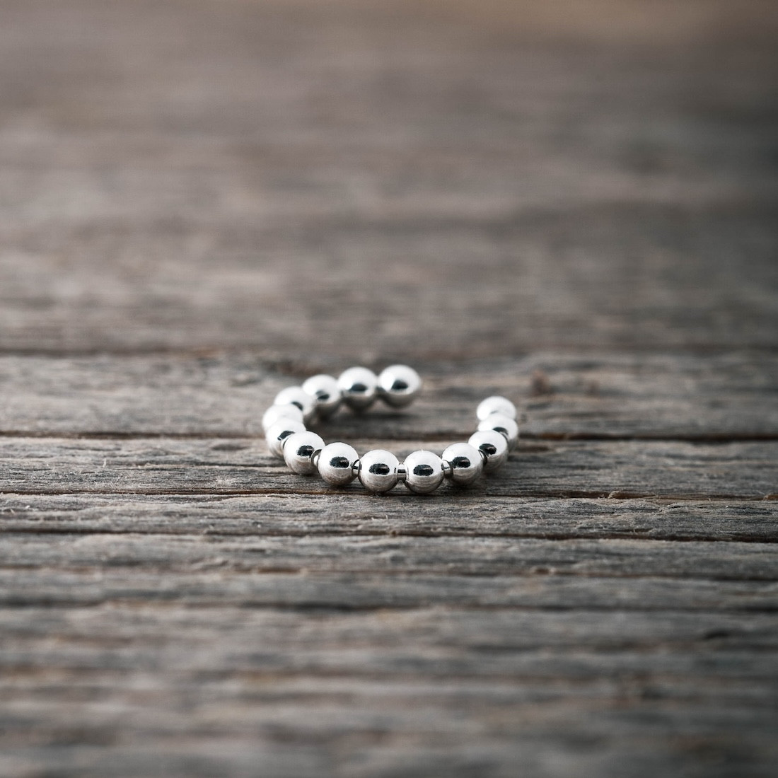Silver earring ear cuff- small silver balls