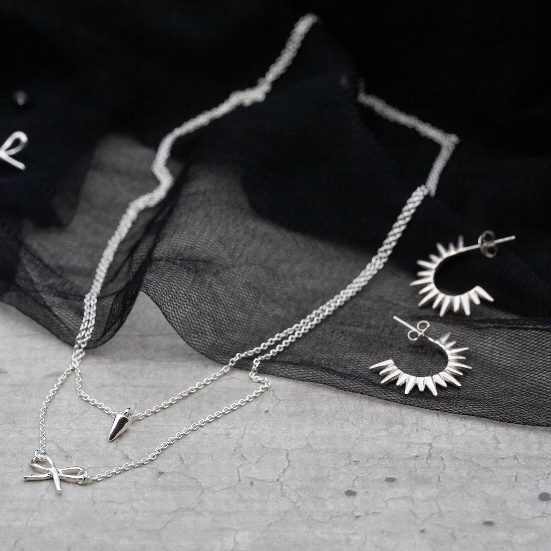 Silver hoops spikes
