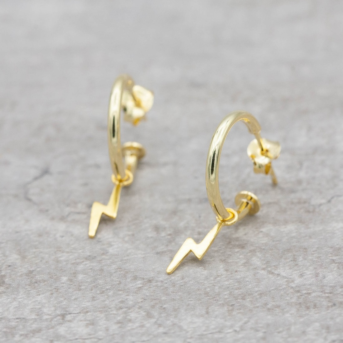 Gold hoops lightning bolt