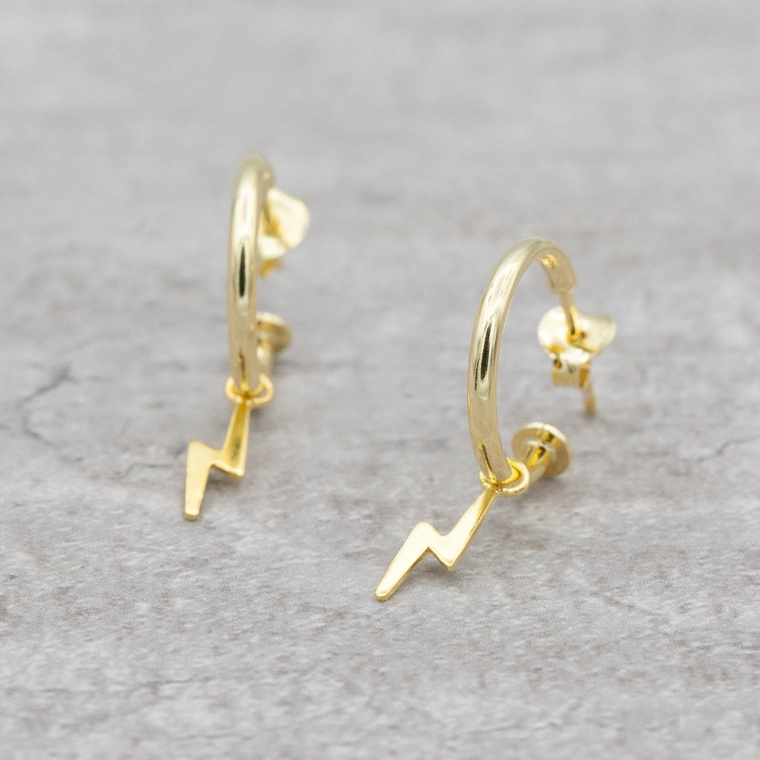 Gold hoops lightning bolt