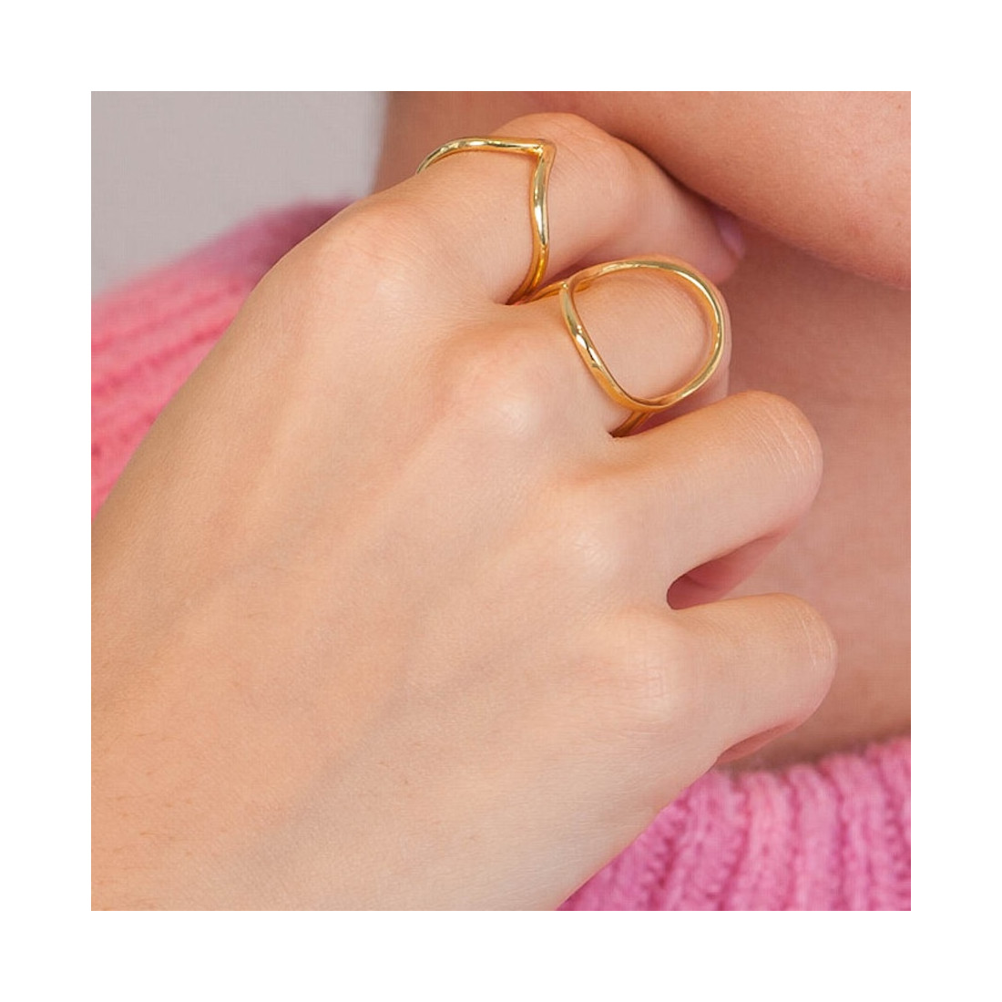 Gold plated brass ring big oval