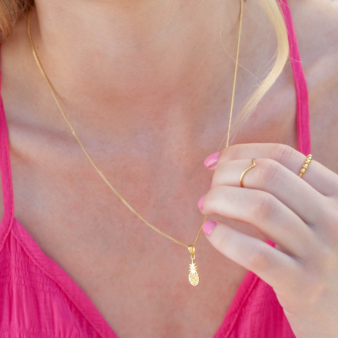 Gold  necklace pineapple