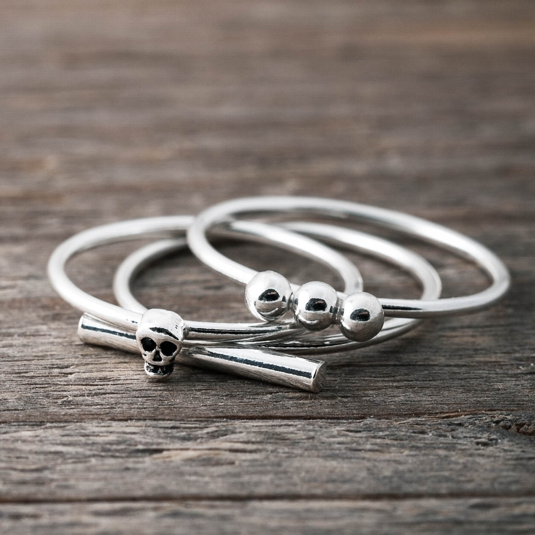 Silver ring small scull