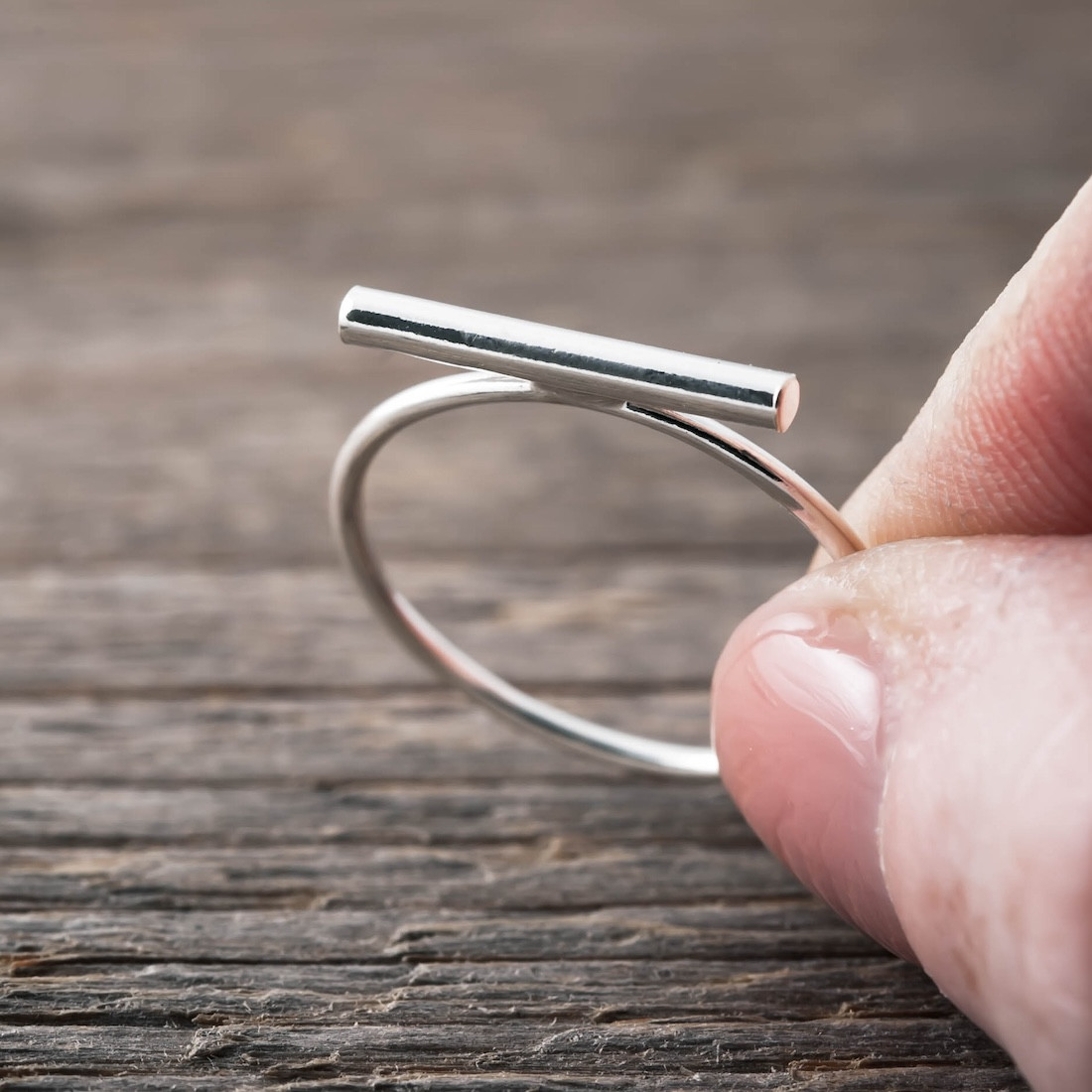 Silverring liten T-bar