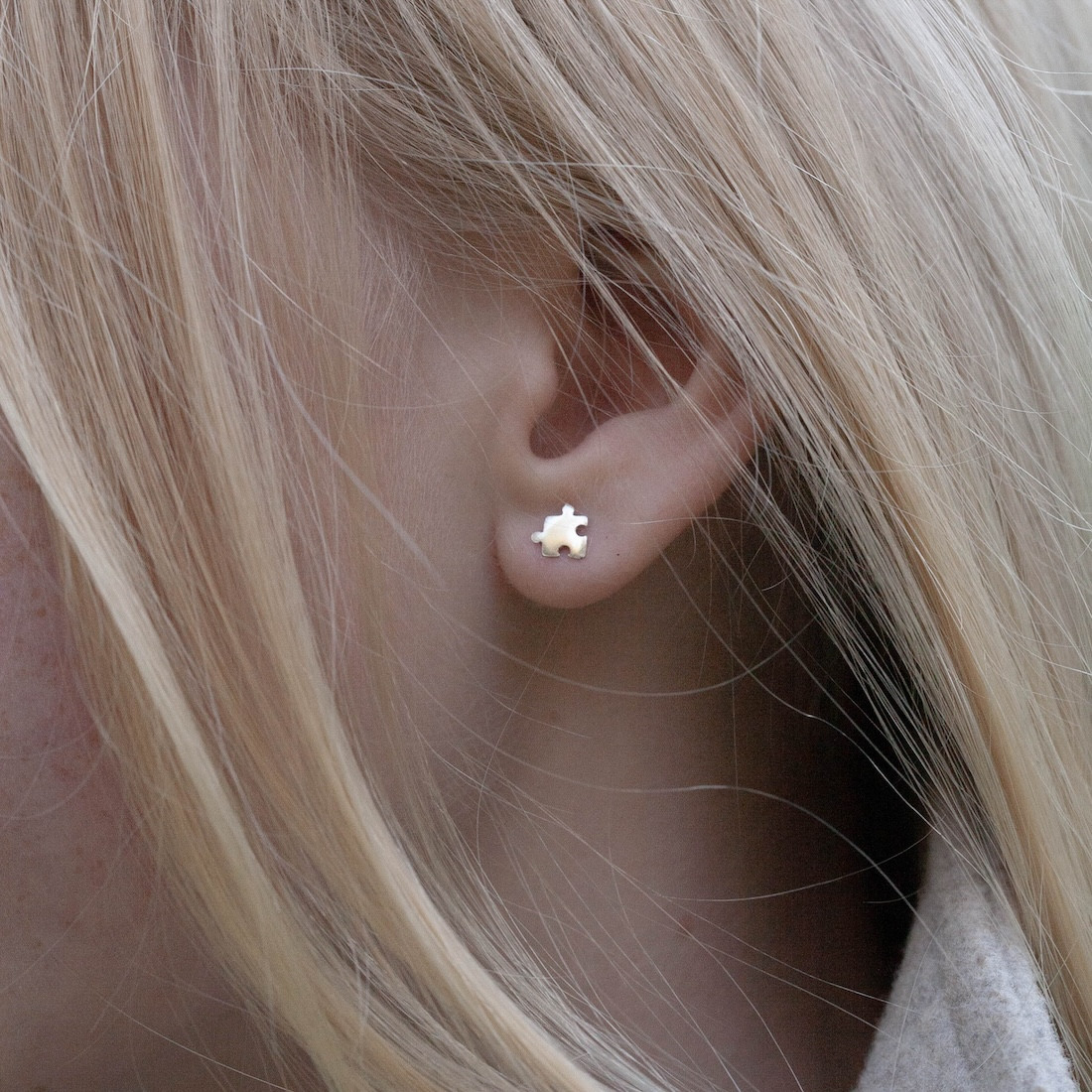 Silver earrings small puzzle