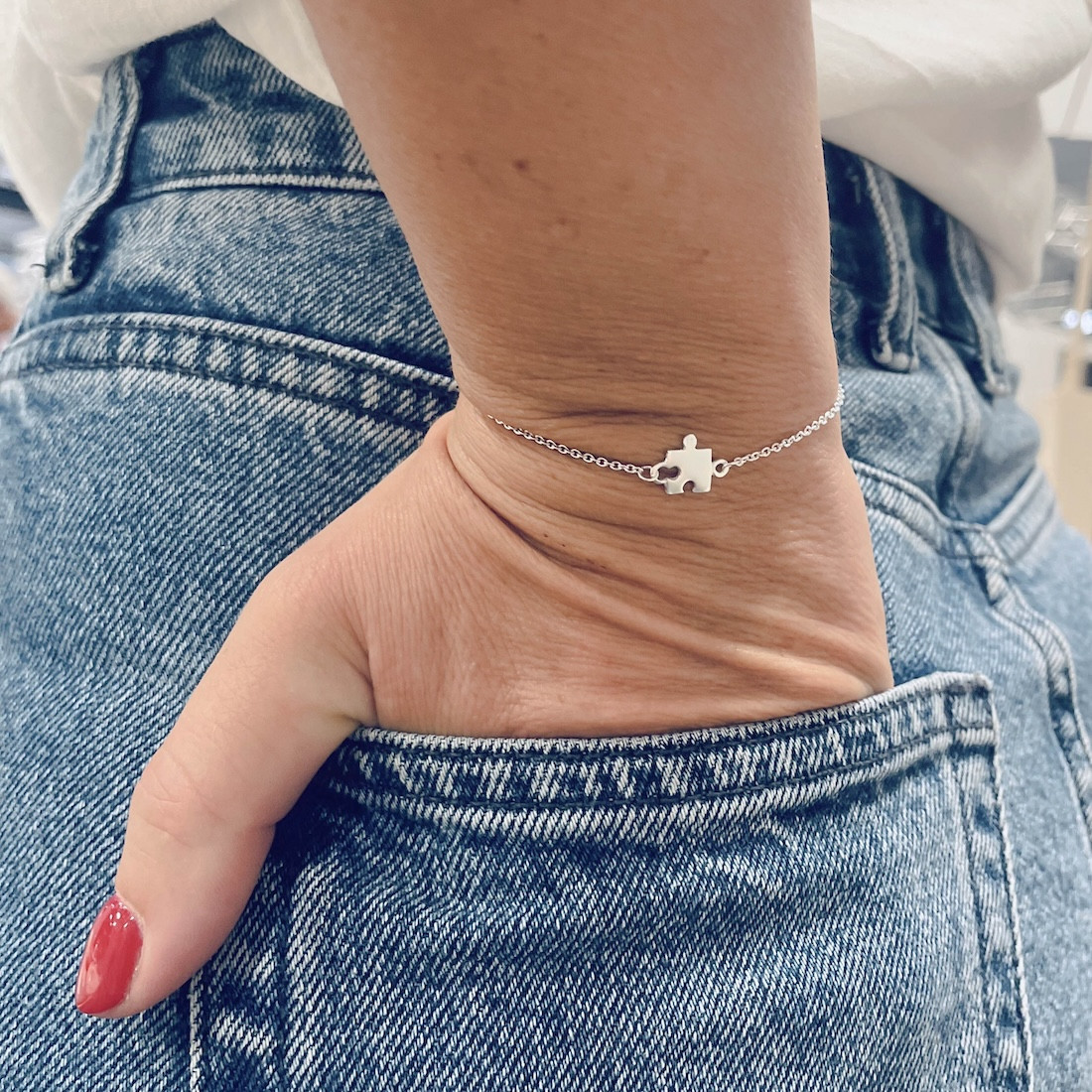 Silver bracelet small puzzle