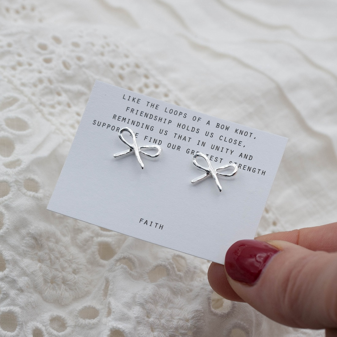 Silver earrings small bow