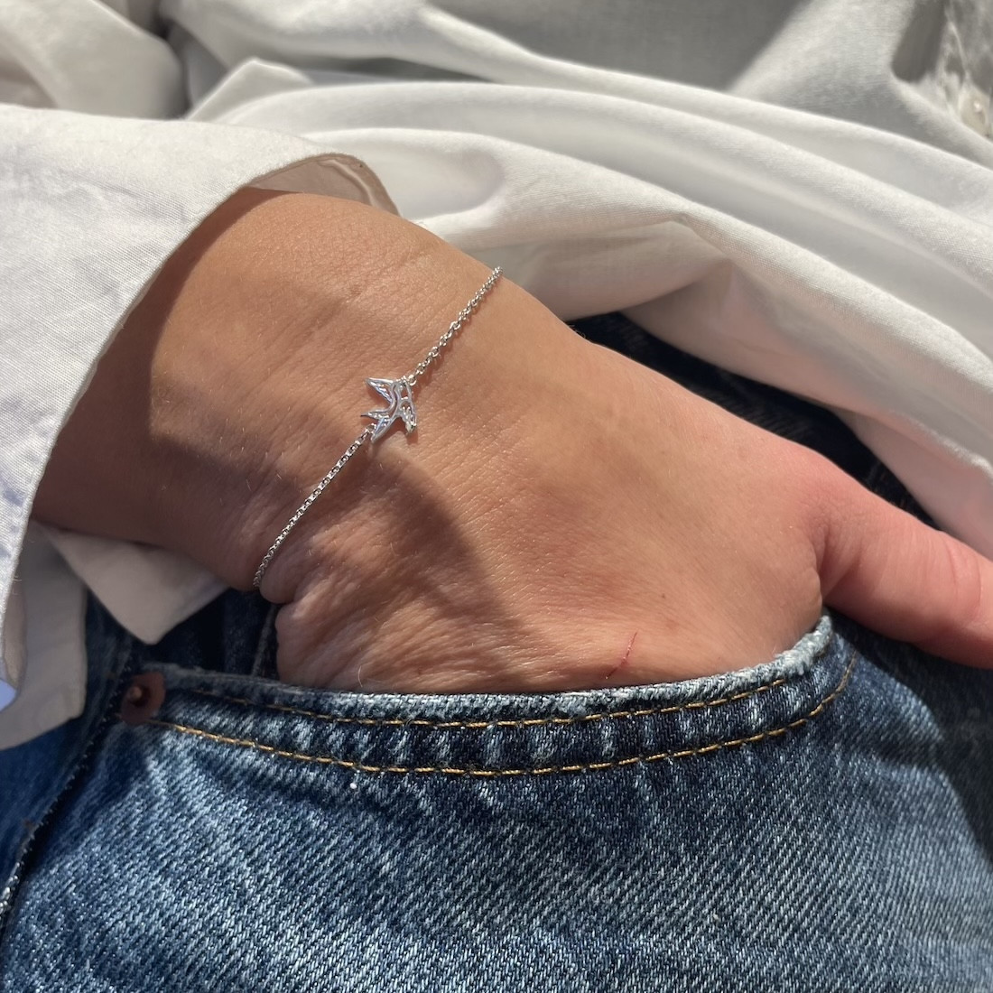 Silver bracelet swallow