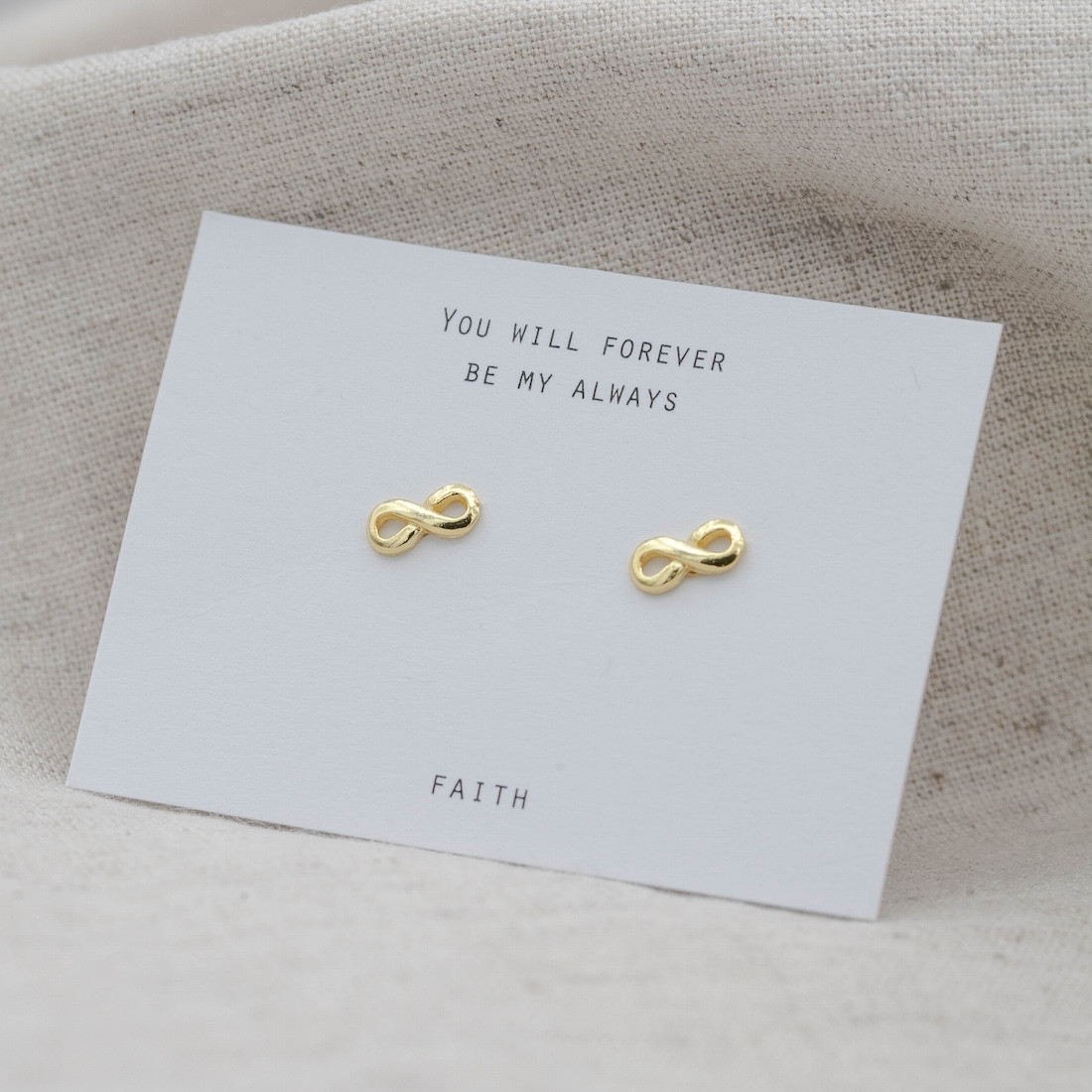Gold earrings small infinity