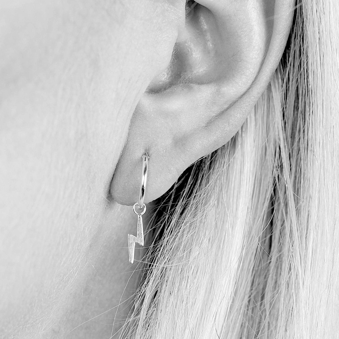 Gold hoop Lightning bolt