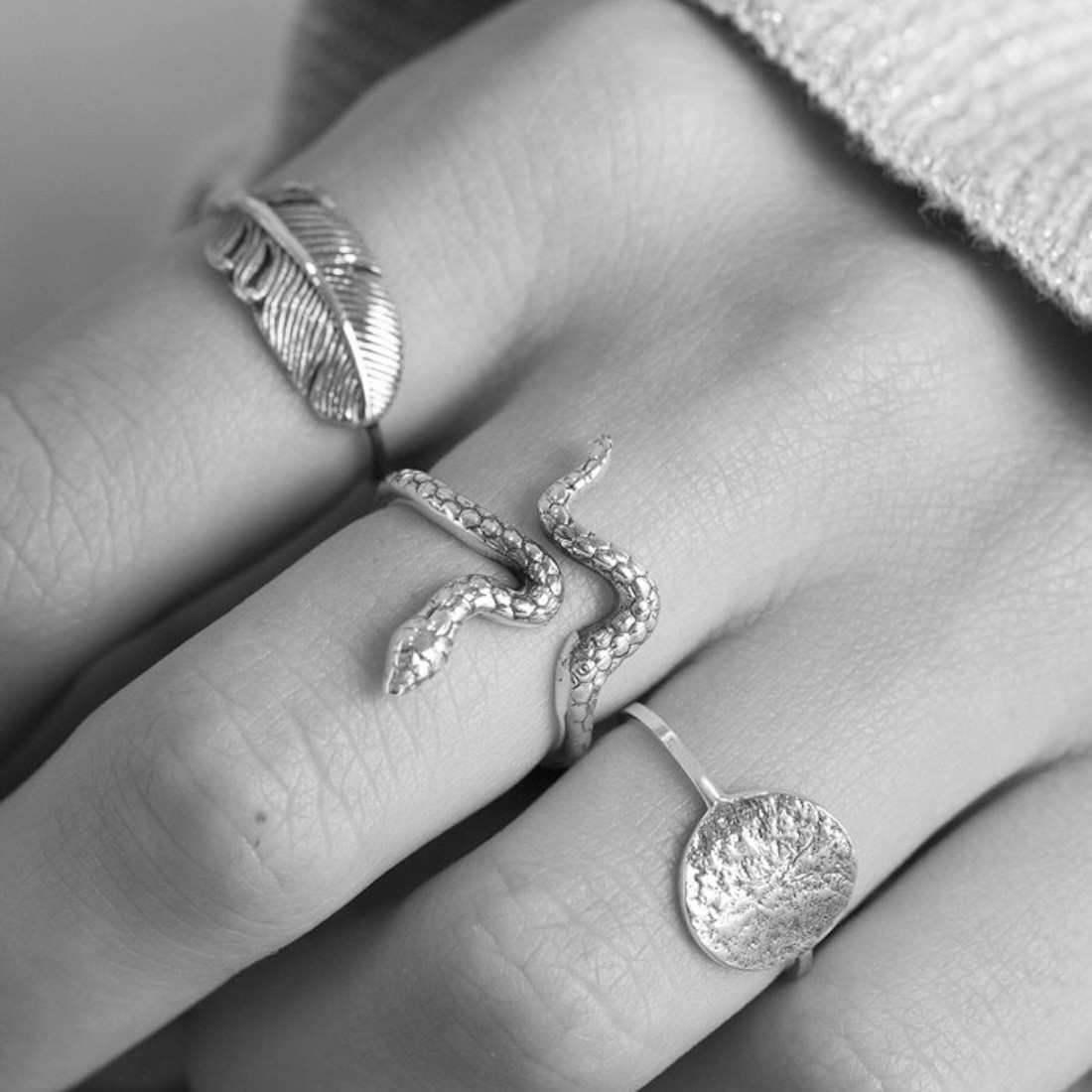 Silverring hamrad platta