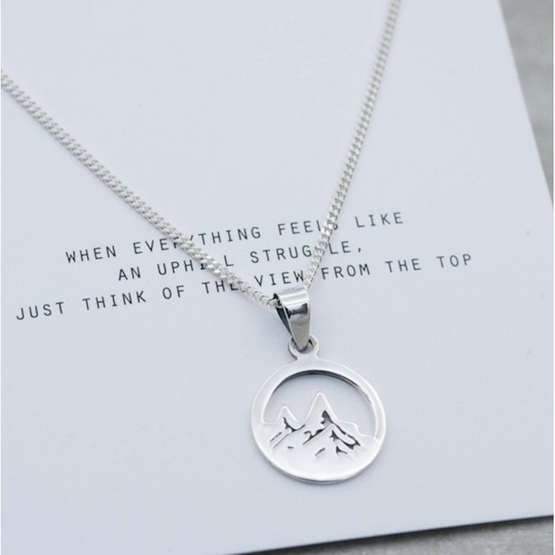Silver necklace mountain top