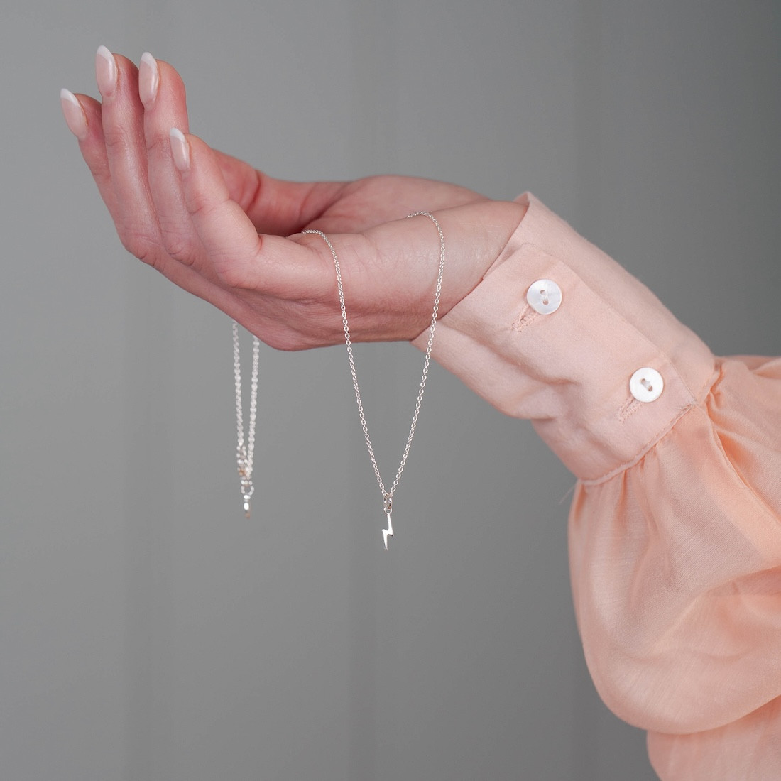 Silver necklace lightning bolt