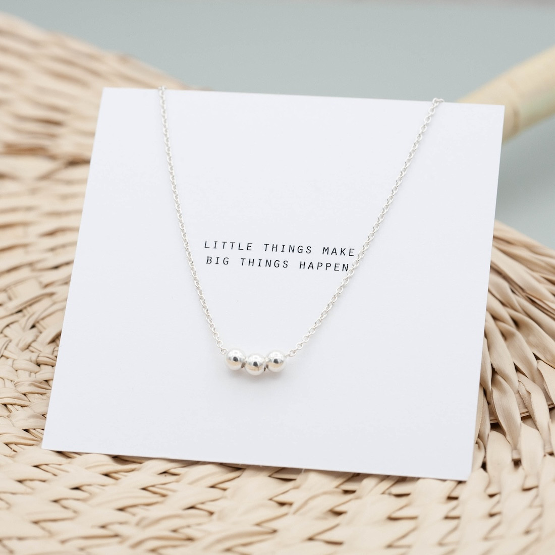 Silver necklace with silver 3  balls