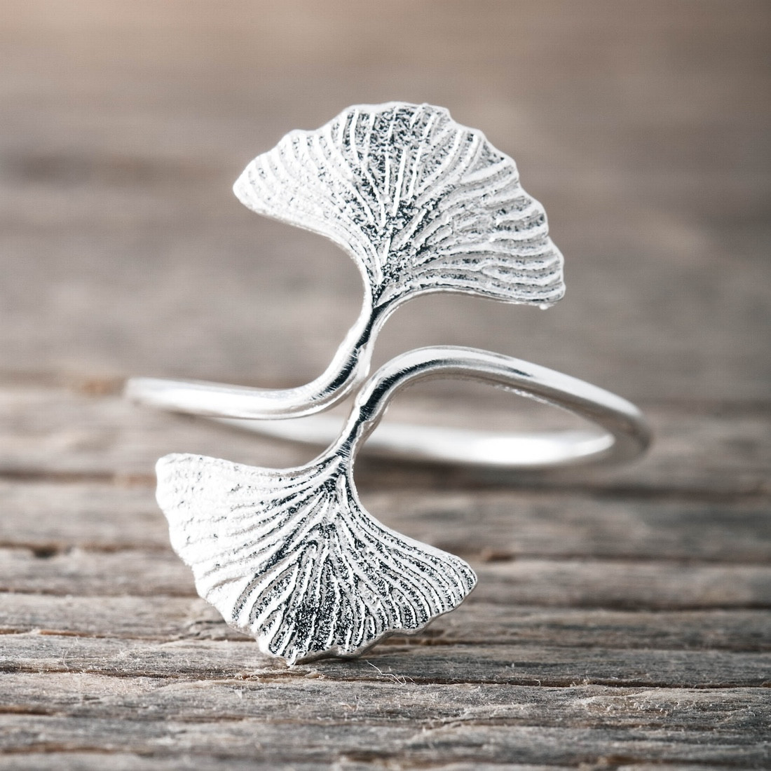 Silverring Ginkgoblad