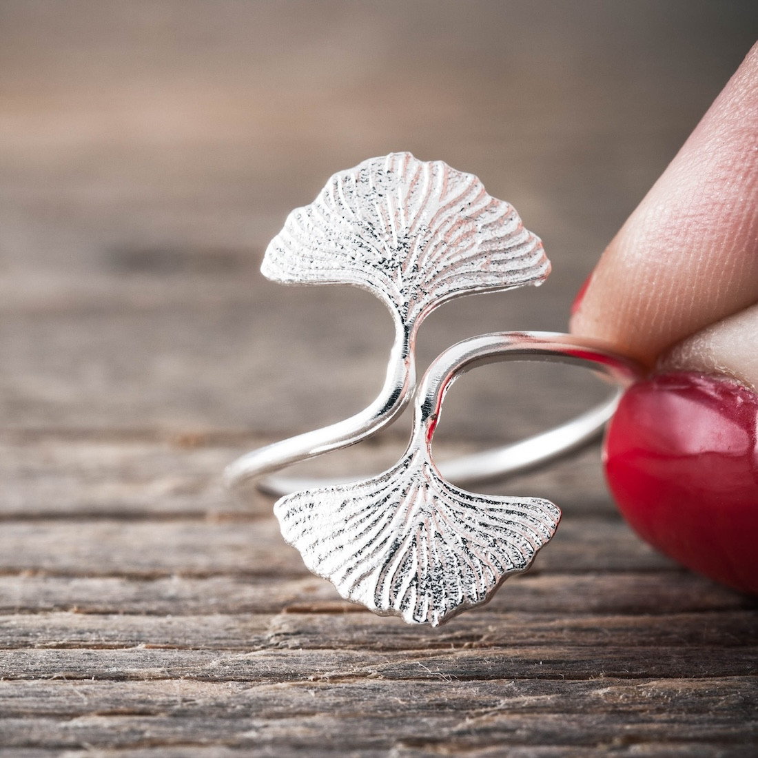Silverring Ginkgoblad