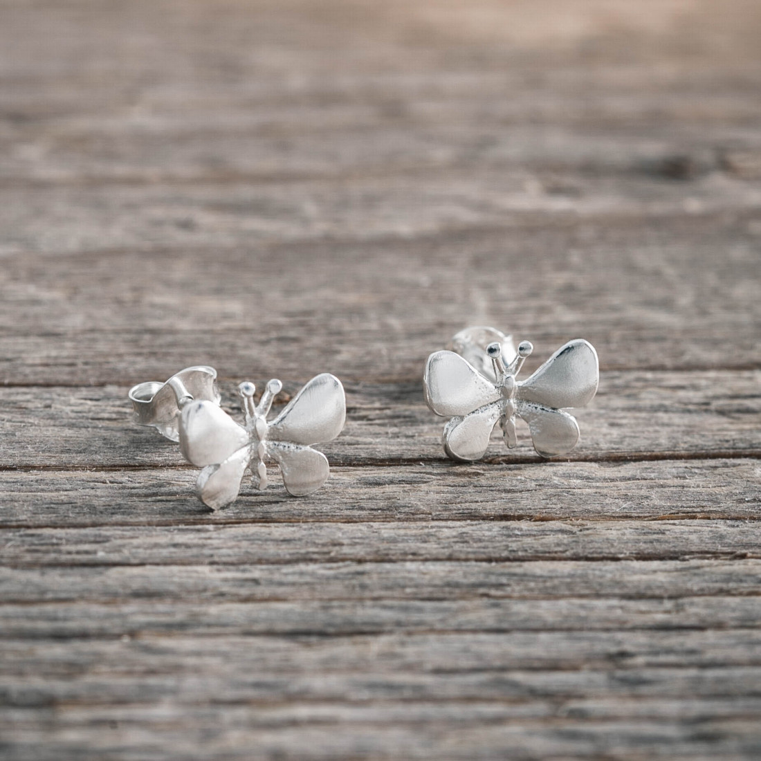 Silver earrings butterfly