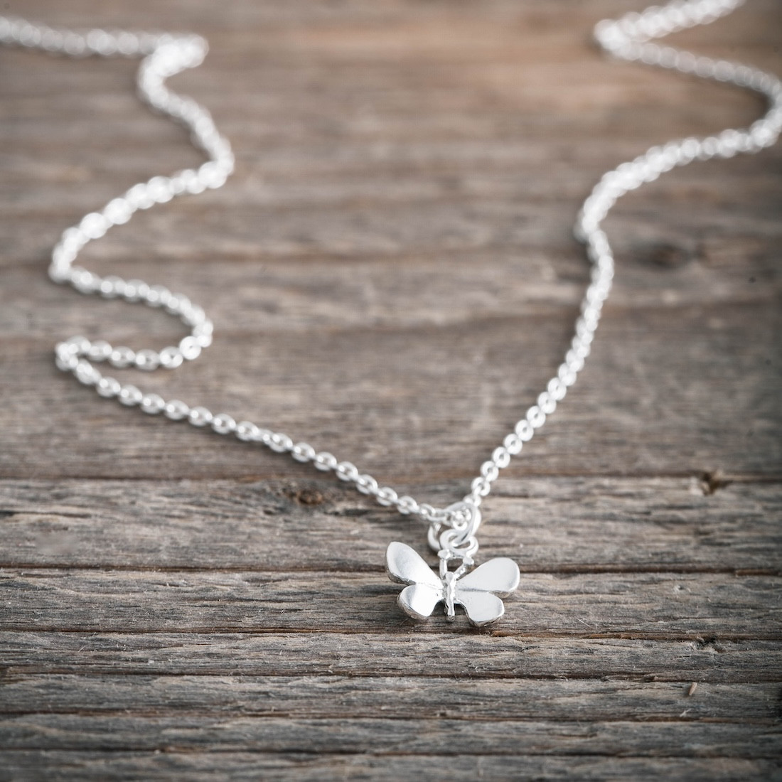 Silver necklace butterfly