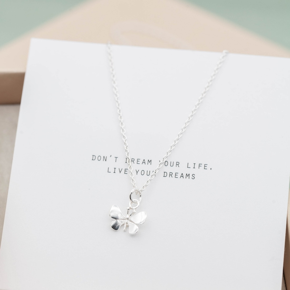 Silver necklace butterfly