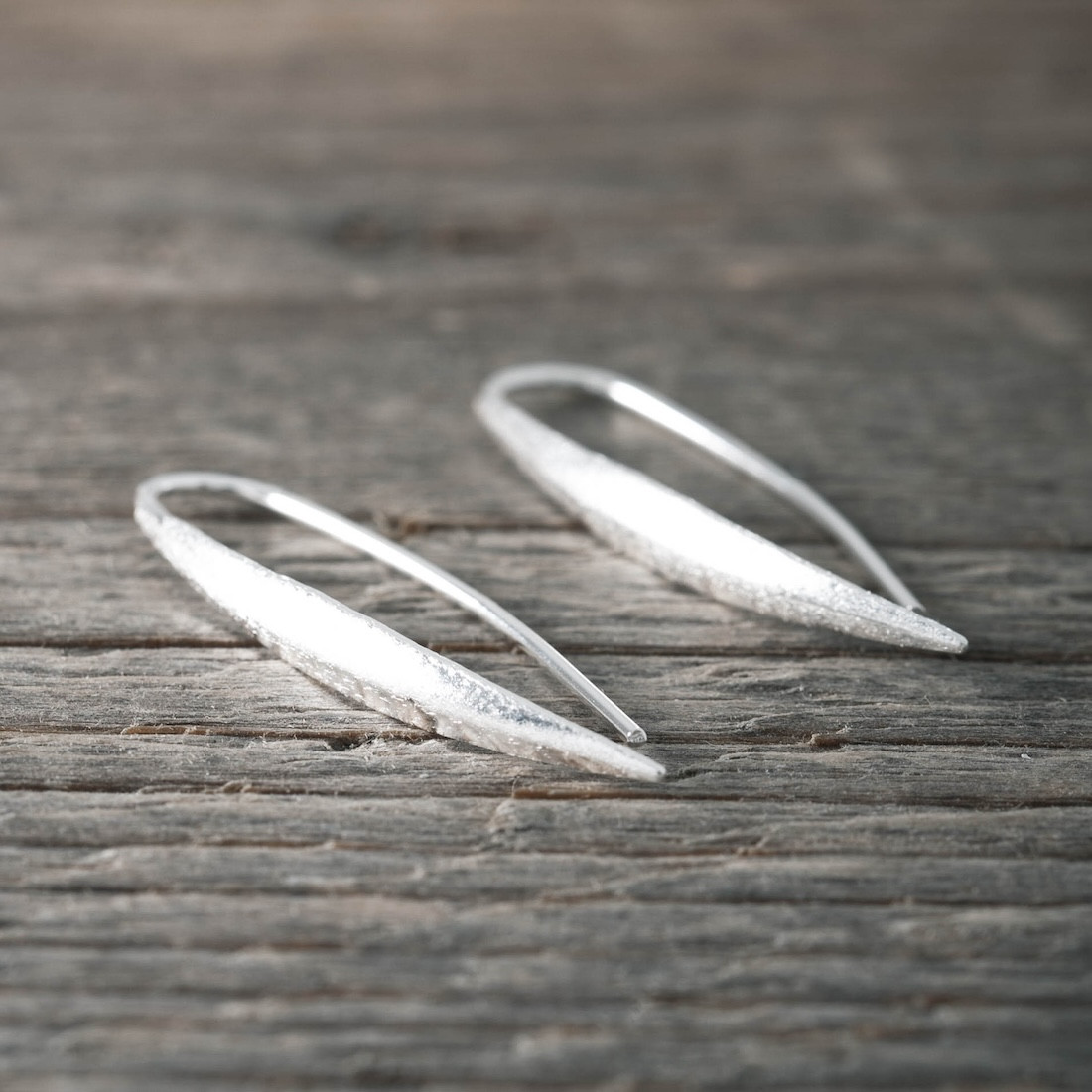 Silver earring elipse