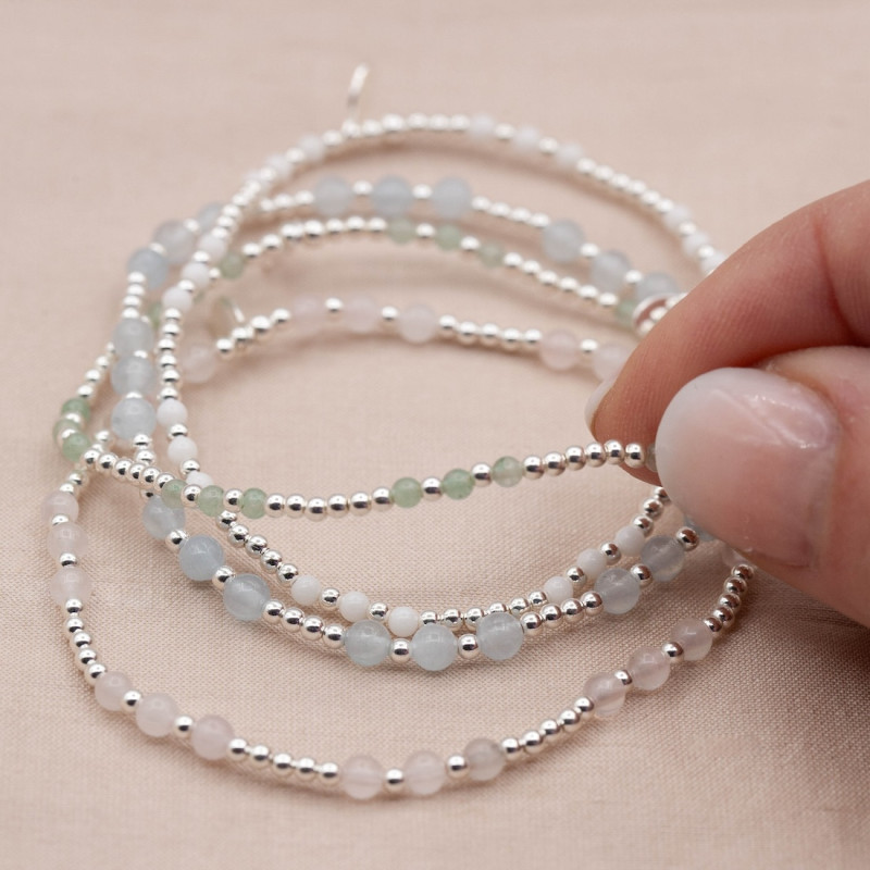 Silver bracelet Rose quartz