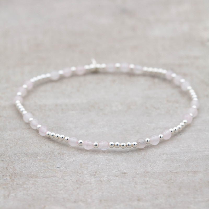 Silver bracelet Rose quartz