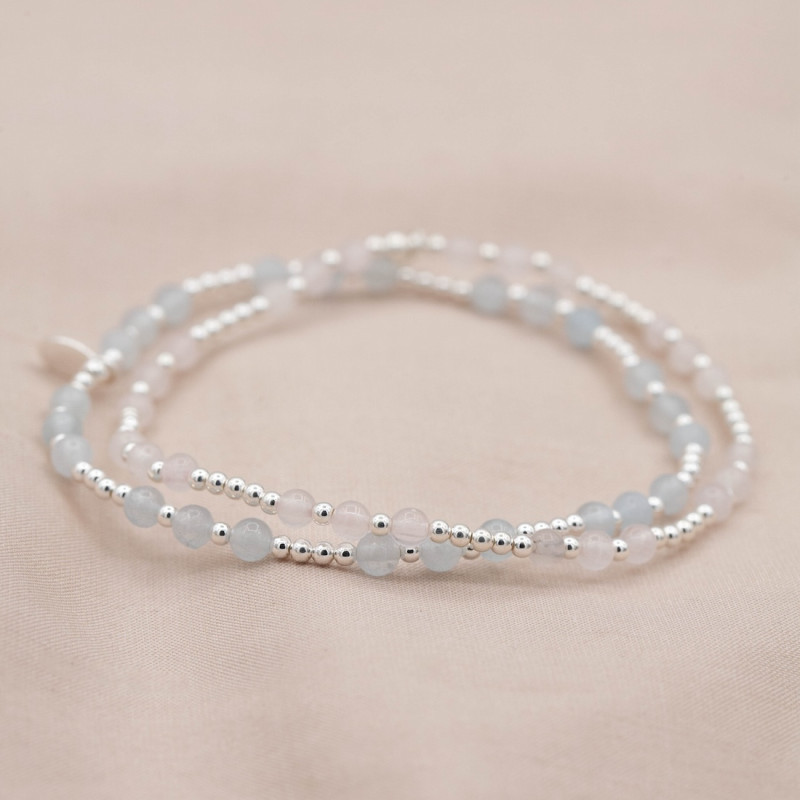 Silver bracelet Rose quartz