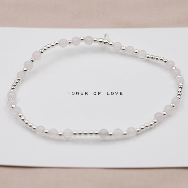 Silver bracelet Rose quartz