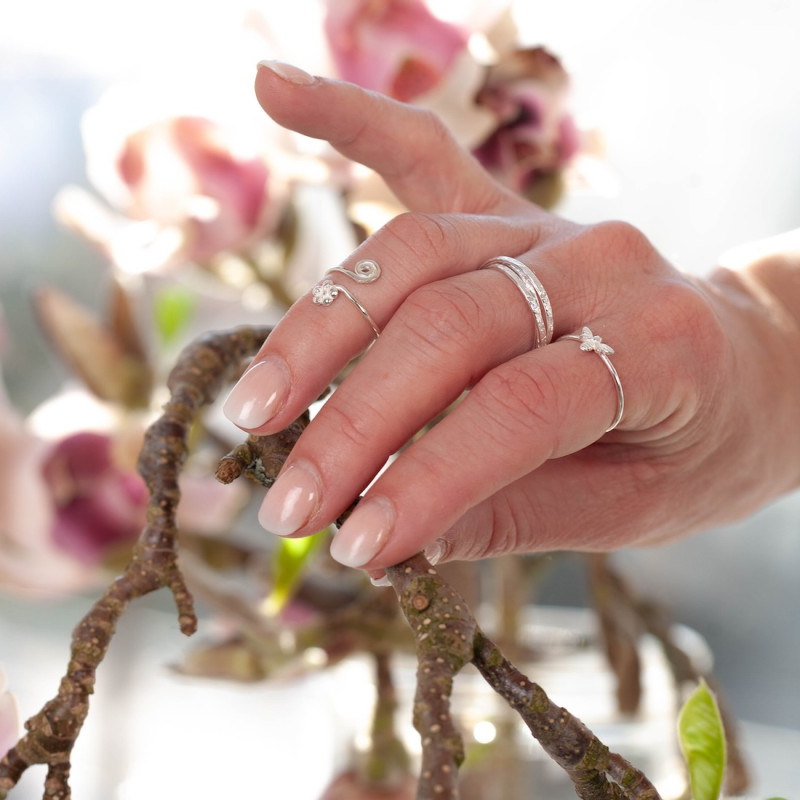 Silverring fingertopp blomma
